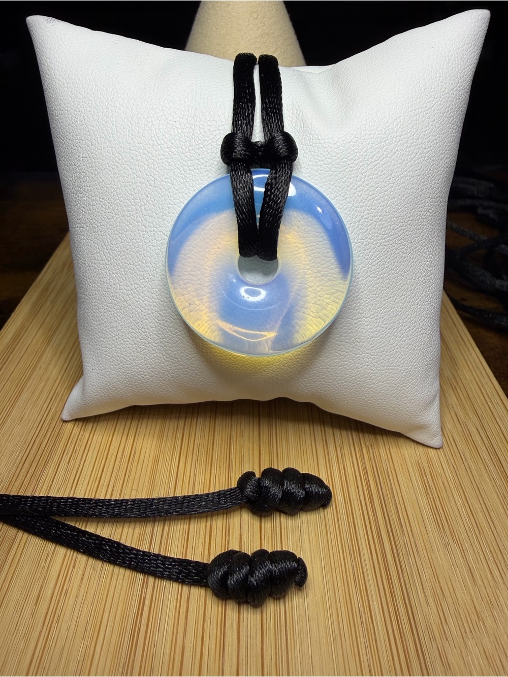 Opalite Donut Pendant 24” Adjustable Necklace